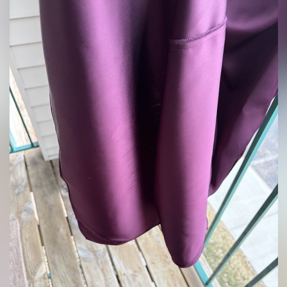 🆕 ✨CeCe Rich Cabernet Satin Ruched Midi Dress Size 6 Mock Elegant Cocktail Party - Picture 12 of 15